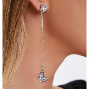 Rhinestone Butterfly Charm Drop earrings